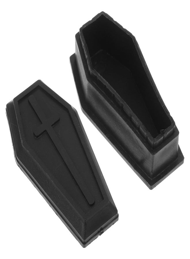 SHINEOFI Halloween Coffin Decor Black Plastic Coffin Ornament Spooky Halloween Prop for Haunted Houses Parties and Creative Pranks, 2.08 Inch - Image 1